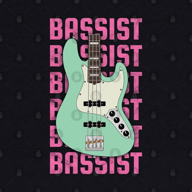 Bassist Repeated Text J-Style Bass Guitar Body by nightsworthy